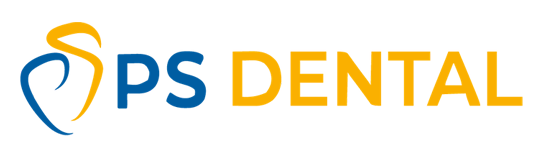 The image is a logo with text that reads SPS DENTAL above a graphic design resembling a stylized tooth, set against a background with a partial view of a person s profile.